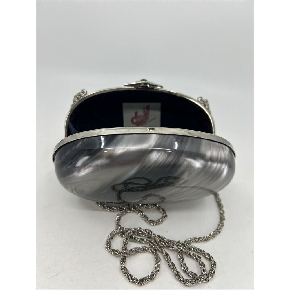 Vintage Delill Italy Faux Silver Tortoise Shell Handbag Clutch